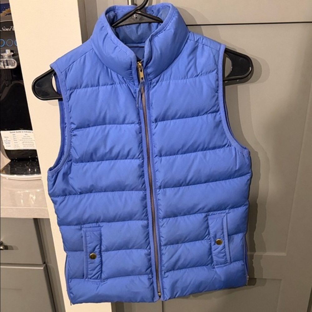 J. Crew Factory Blue Puffer Vest. Gently loved